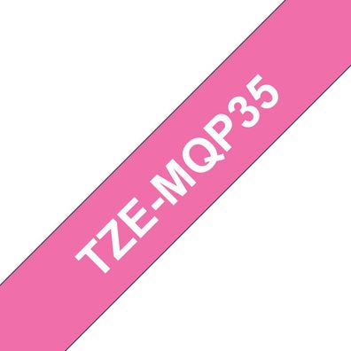 Schriftband TZe-MQP35 (lam.) Weiß auf Pink matt 12mm x 5m