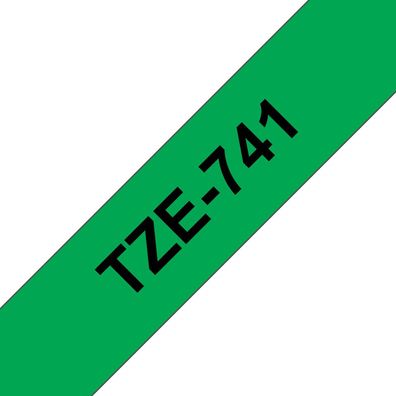 Schriftband TZe-741 (lam.) Schwarz auf Grün 18mm x 8m