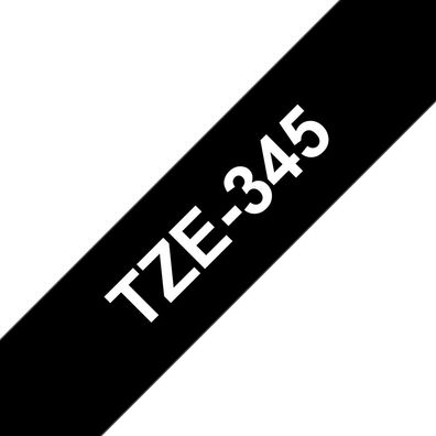 Schriftband TZe-345 (lam.) Weiß auf Schwarz 18mm x 8m