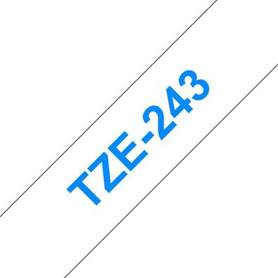 Schriftband TZe-243 (lam.) Blau auf Weiß 18mm x 8m