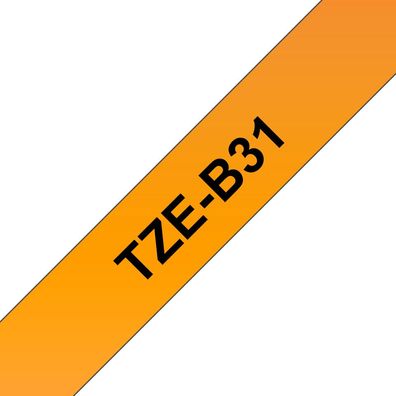 Schriftband TZe-B31 (lam.) Schwarz auf Signalorange 12mm x 5m