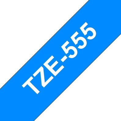 Schriftband TZe-555 (lam.) Weiß auf Blau 24mm x 8m