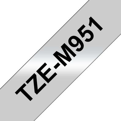 Schriftband TZe-M951 (lam.) Schwarz auf Silber matt 24mm x 8m