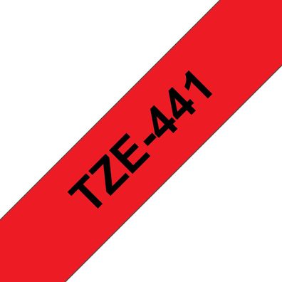 Schriftband TZe-441 (lam.) Schwarz auf Rot 18mm x 8m