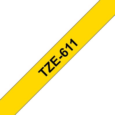 Schriftband TZe-611 (lam.) Schwarz auf Gelb 6mm x 8m