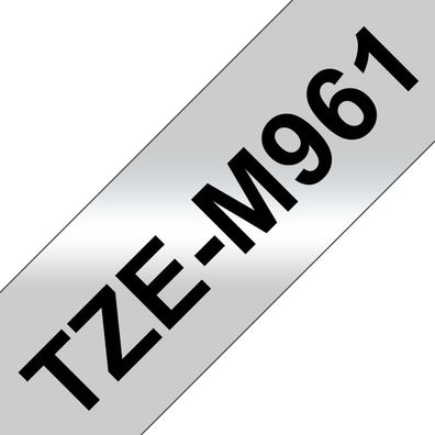 Schriftband TZe-M961 (lam.)Schwarz auf Silber-metallic 36mm 8m