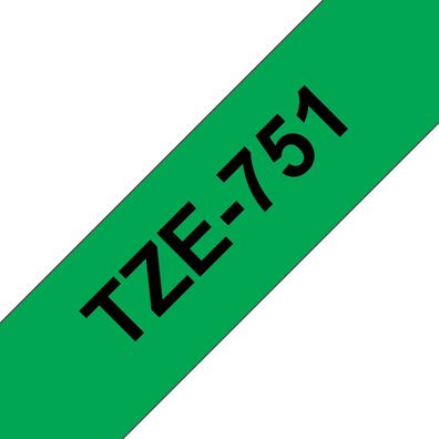 Schriftband TZe-751 (lam.) Schwarz auf Grün 24mm x 8m