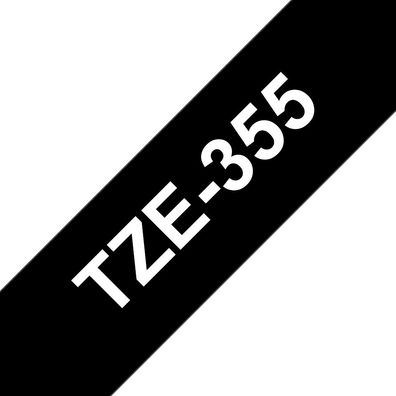 Schriftband TZe-355 (lam.) Weiß auf Schwarz 24mm x 8m