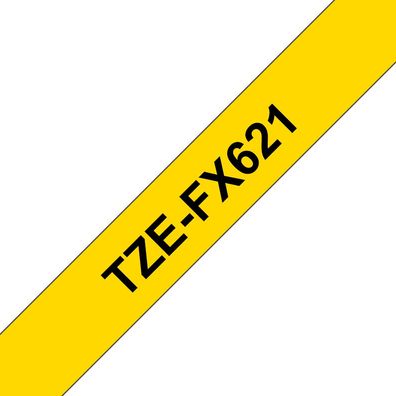 Schriftband TZe-FX621 (lam., flex.) Schwarz auf Gelb 9mm x 8m