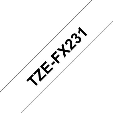 Schriftband TZe-FX231 (lam., flex.) Schwarz auf Weiß 12mm x 8m