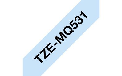 Schriftband TZe-MQ531 pastell blau / schwarz 12mm x 4m