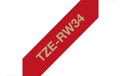 Textilband TZe-RW34 weinrot / gold 12mm x 4m