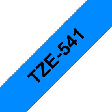 Schriftband TZe-541 (lam.) Schwarz auf Blau 18mm x 8m