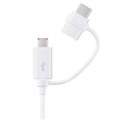 Samsung Datenkabel Micro-USB zu USB-A inkl USB-C Adapter, Weiß