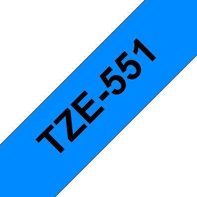 Schriftband TZe-551 (lam.) Schwarz auf Blau 24mm x 8m