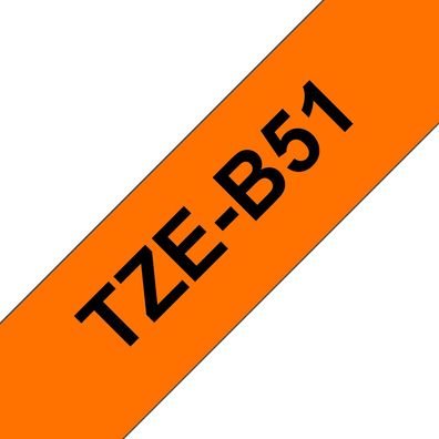 Schriftband TZe-B51 (lam.) Schwarz auf Signalorange 24mm x 5m