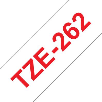 Schriftband TZe-262 (lam.) Rot auf Weiß 36mm x 8m