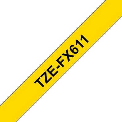 Schriftband TZe-FX611 (lam., flex.) Schwarz auf Gelb 6mm x 8m