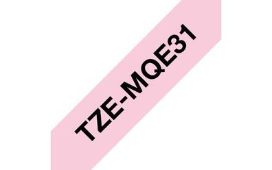 Schriftband TZe-MQE31 pastell rosa / schwarz 12mm x 4m