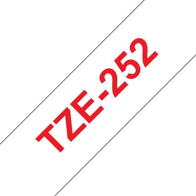 Schriftband TZe-252 (lam.) Rot auf Weiß BxL 24mm x 8m