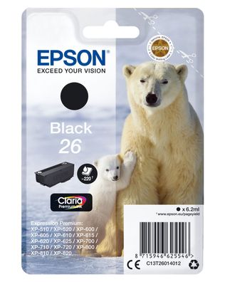 Epson Tintenpatrone 26 T2601 Claria Schwarz (6,2 ml)