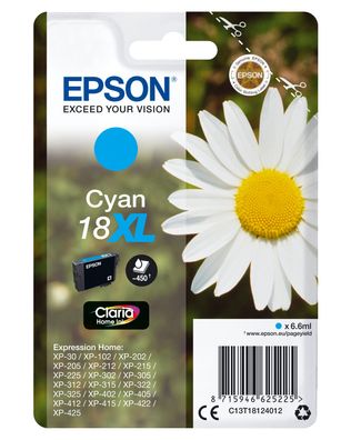 Epson Tintenpatrone 18XL T1812 Claria Home Cyan