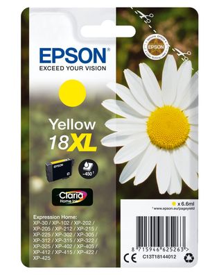 Epson Tintenpatrone 18XL T1814 Claria Home Gelb