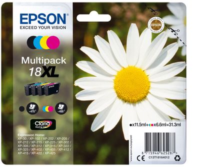 Epson Tintenpatronen 18XL T1816 Claria Home Multipack BK/ M/ C/ Y