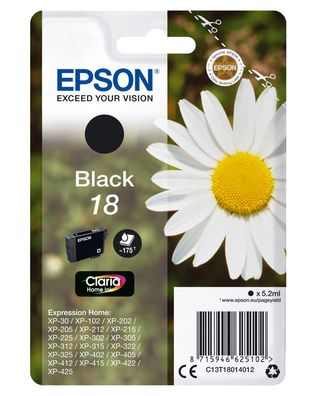 Epson Tintenpatrone 18 T1801 Claria Home Schwarz