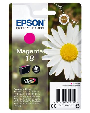 Epson Tintenpatrone 18 T1803 Claria Home Magenta