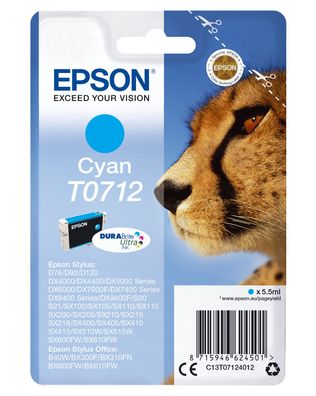 Epson Tintenpatrone T0712 Cyan (ca. 345 Seiten)