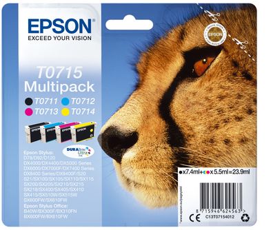 Epson Tintenpatronen T0715 DURABrite Multipack 4-farbig