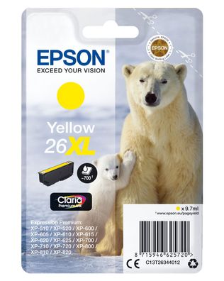 Epson Tintenpatrone 26XL T2634 Claria Gelb (9,7 ml)