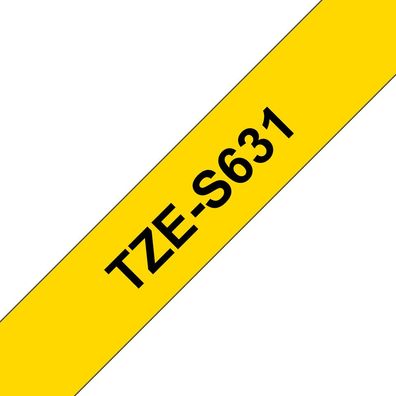 Schriftband TZe-S631 (extra st.) Schwarz auf Gelb 12mm x 8m