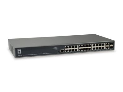 LevelOne 26-Port L3 Manag. GiB Switch 24 PoE 370W, 2 SFP/RJ45