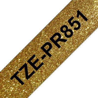 Premium Schriftband TZe-PR851 (lam.) Schwarz auf Gold 24mm