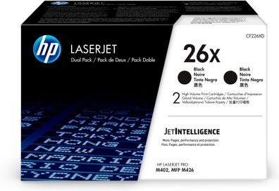 HP Toner 26X Doppelpack Schwarz (2x ca. 9.000 Seiten)