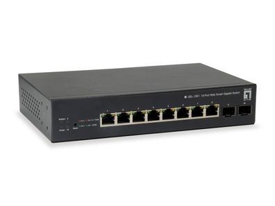 LevelOne 10-Port Web Smart Gigabit Switch, 8xPoE, 2xGB SFP, 70