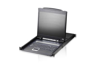 ATEN CL1308N KVMP-Switch, 8-Port, 19Zoll LCD-Konsole, USB, PS/2, VGA, Tastatur (