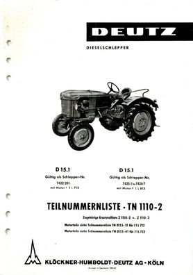 Ersatzteilliste Z 1110-2 Deutz D15 Typ.15.1