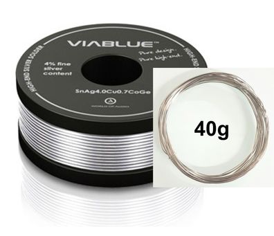 Viablue Silberlötzinn / Lötdraht / Silberlot / HiFi / 4% Silber / 40g / 8m-Ring