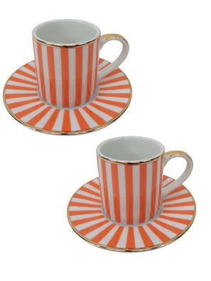 Espressotassen von H&M 2er Set Orange gestreift Porzellan Tassen klein
