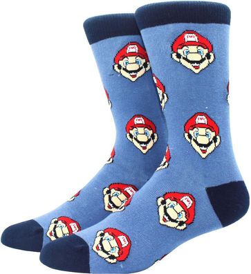 Mario Head Socken in 3/4-Länge - Super Mario Bros Charakter Lustige Motiv-Socken