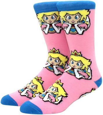 Prinzessin Peach Lustige Charakter Socken - Super Mario 360° Motiv Cartoon Socken