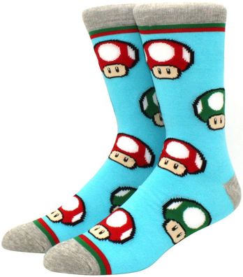 Mario, Toad & Up Socken - Nintendo Super Mario 360° Motiv Charakter Cartoon Socken