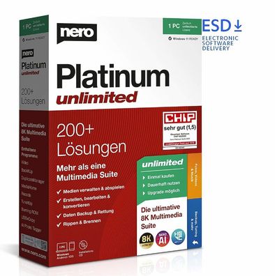 Nero Platinum Unlimited 2024| 1 PC/ WIN|Dauerlizenz|Download|Key per eMail|ESD