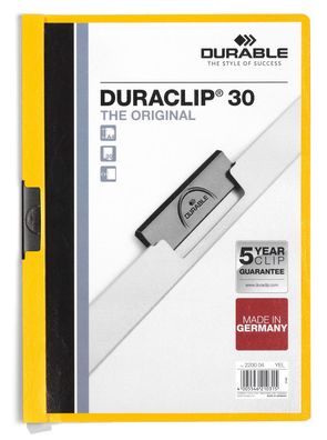 Durable® Klemm-Mappe 2200-04 Duraclip® A4 Klemmappe 30 Blatt gelb