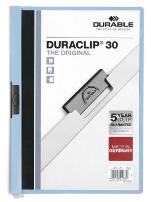 Durable® Klemm-Mappe 2200-06 Duraclip® A4 Klemmappe 30 Blatt hellblau