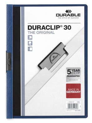 Durable® Klemm-Mappe 2200-07 Duraclip® A4 Klemmappe 30 Blatt dunkelblau