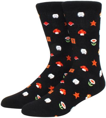 Mario Icons Heroes Socken - Nintendo Super Mario 360° Motiv Charakter Cartoon Socken